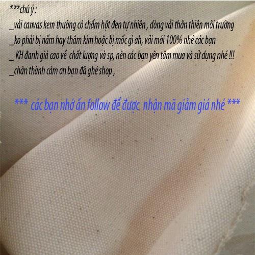 Túi tote túi vải canvas phong cách Hàn quốc, có khóa miệng ngăn phụ bên trong thời trang