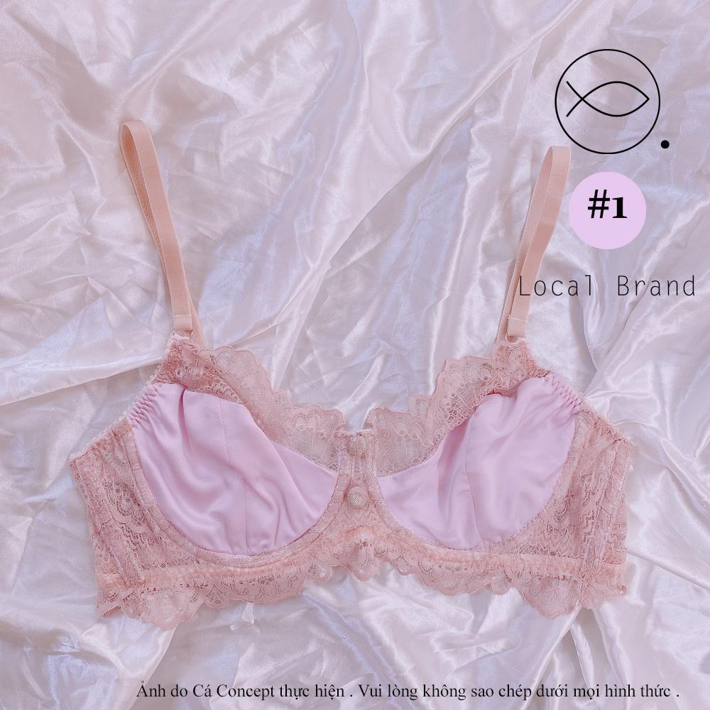 Bộ Sưu Tập Bra ren hồng đất phối phi lụa CÁ CONCEPT đồ lót thiết kế bra sexy