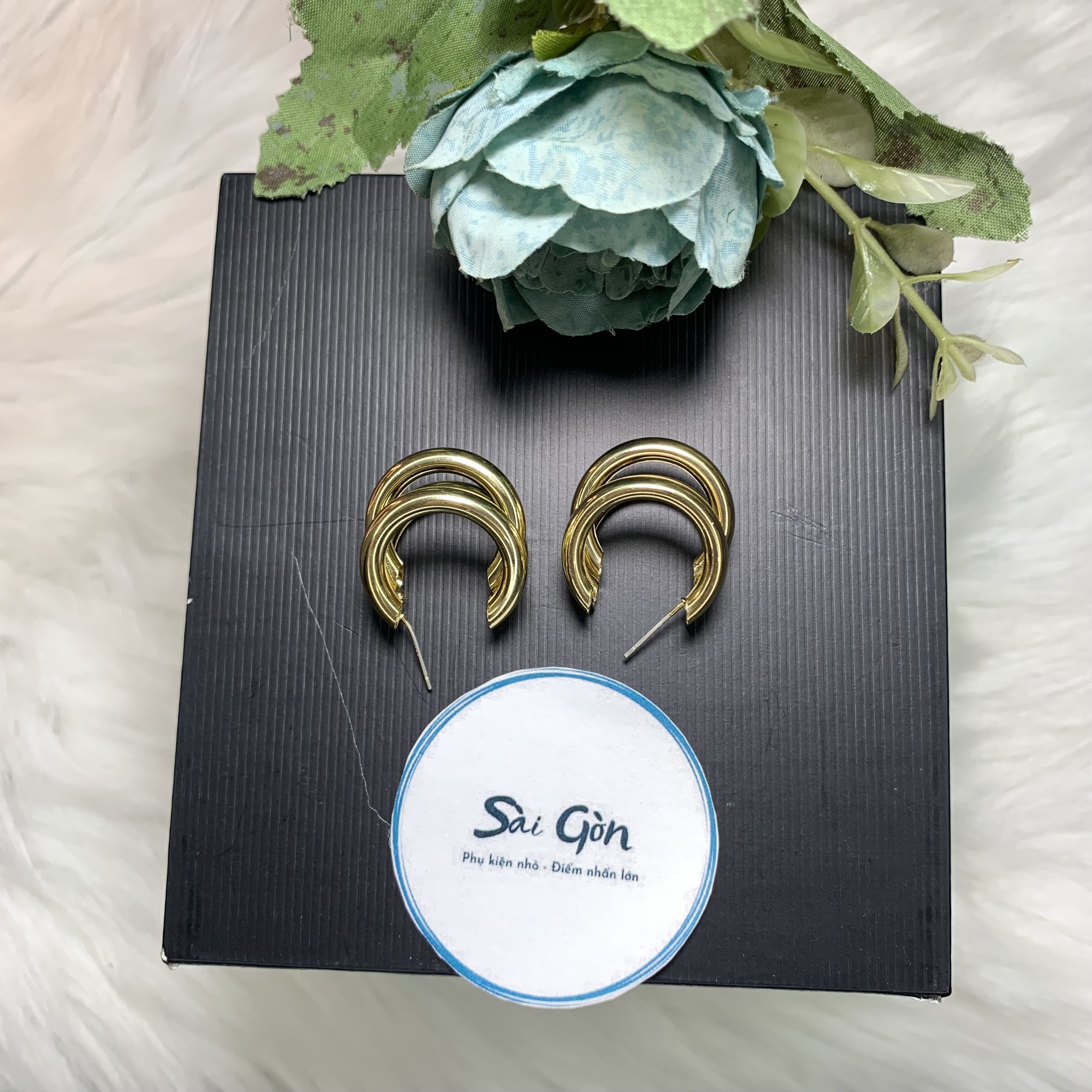 Boong tai mạ vàng phong cách cổ điển SAIGON ACCESSORY
