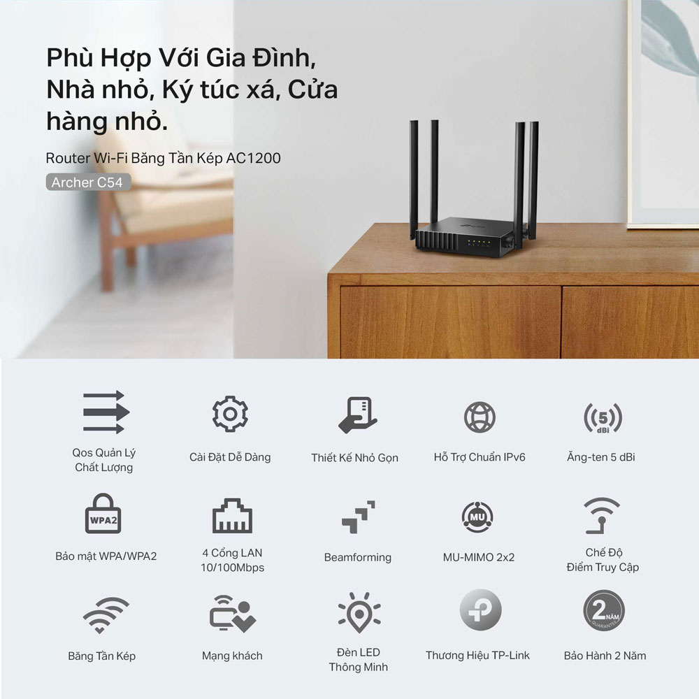 Hình ảnh Bộ Phát Wifi TP-Link Archer C54 Băng Tần Kép Chuẩn AC1200 - Hàng Chính Hãng