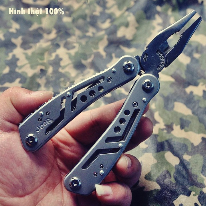 Kìm đa năng 13 chức năng Jeep Multi Function Pocket Pliers. Có túi đựng đeo thắt lưng