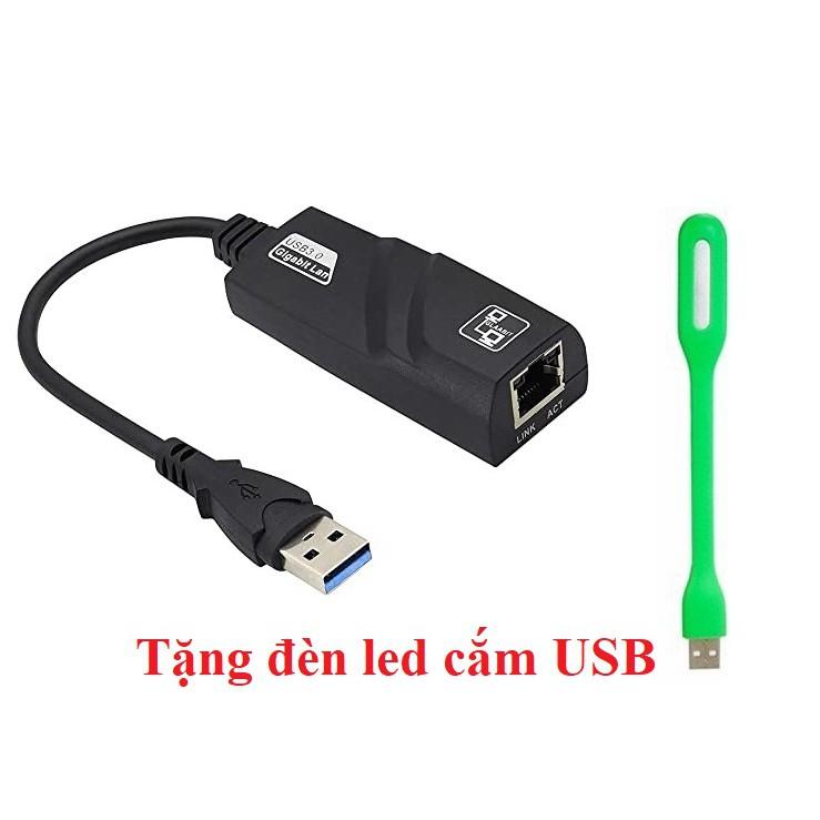 Cáp Chuyển Đổi USB 3.0 To Lan 10-100-1000 Mbps Gigabit - USB Sang Lan Tặng đèn led cắm USB