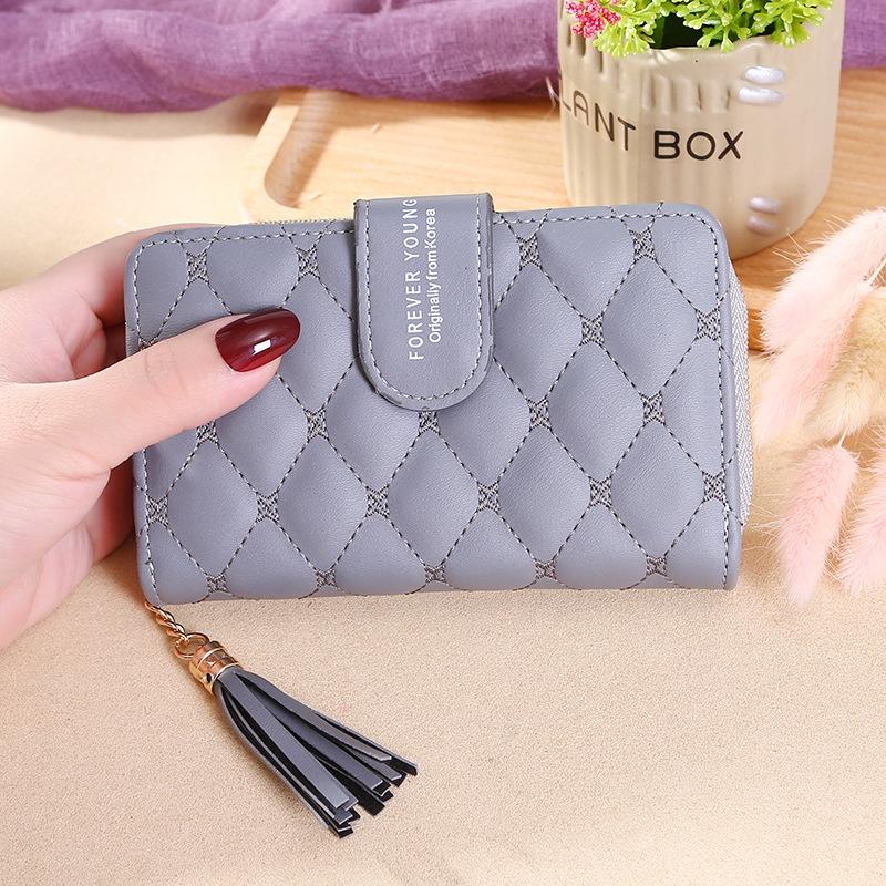 Ví Ngắn Cầm Tay Có Khóa Kéo Đính Kim Cương Giả Thời Trang Cho Nữ
