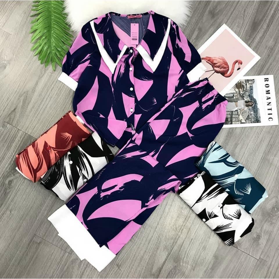 Đồ Bộ Nữ Mặc Nhà Lụa Mềm Mịn Quần Dài