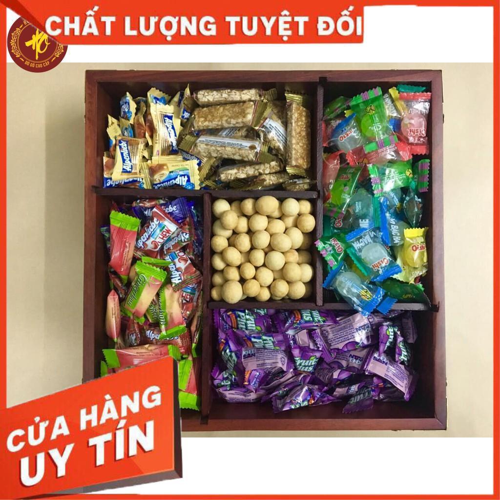 Khay Đựng Bánh Kẹo Ngày Tết bằng Gỗ Hương Cao Cấp Vuông Kính Bọc Đồng - BẢO HÀNH 1 ĐỔI 1