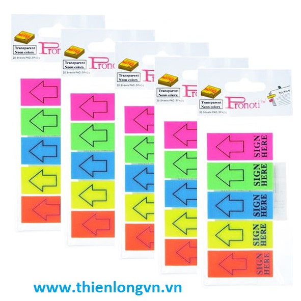 Set 5 tập Giấy note trình ký 5 màu nhựa Sign Here 45668