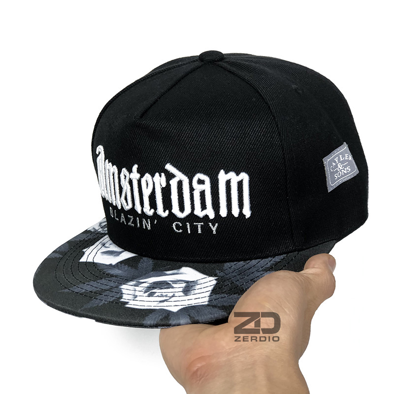 Nón nam snapback đen đẹp thêu họa tiết chữ cá tính - SN09