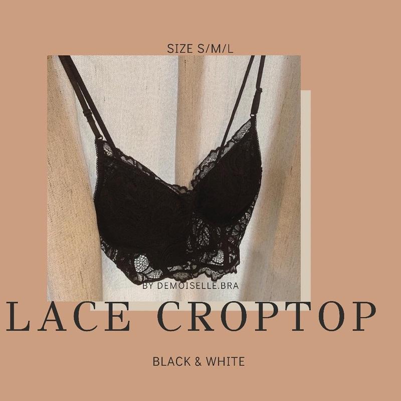 LACE CROPTOP - áo chân ren dài cup giả gọng