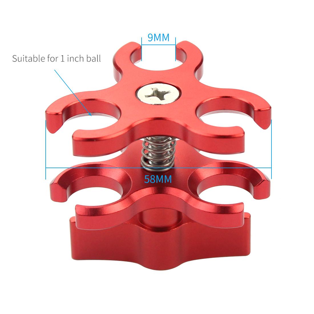 Nâng cấp Kẹp 3 lỗ nhôm Triple Butterfly Clip Light Light Arm Ball Head Mount Bộ chuyển đổi cho máy ảnh hành động