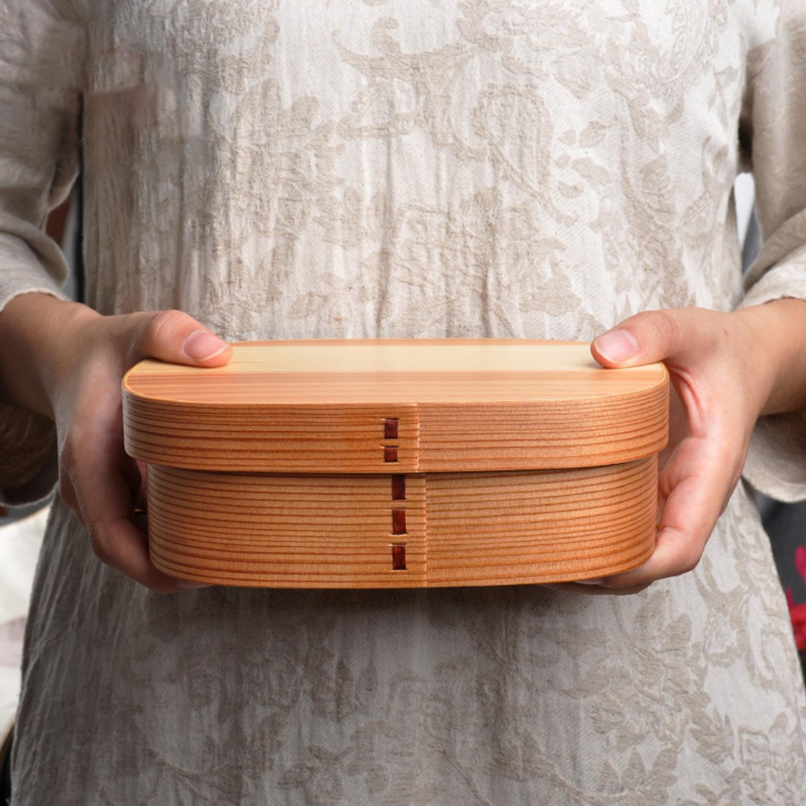 Wooden Lunch Box Sushi Container Picnic Food Carrier for Camping School Home