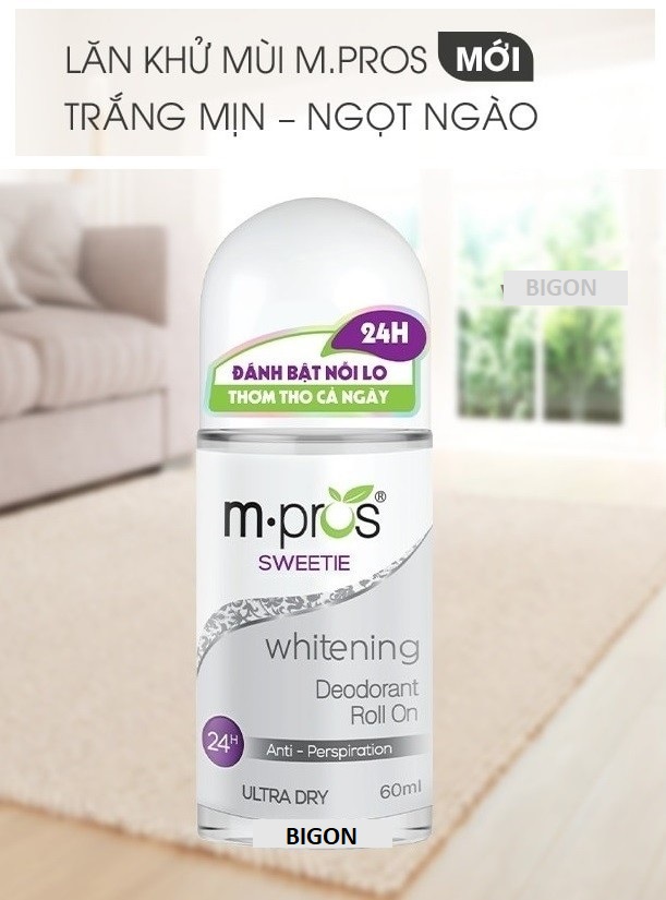 Lăn Khử Mùi M.Pros 60ml - Trắng Mịn - Ngọt Ngào - Khử Mùi Hiệu Quả