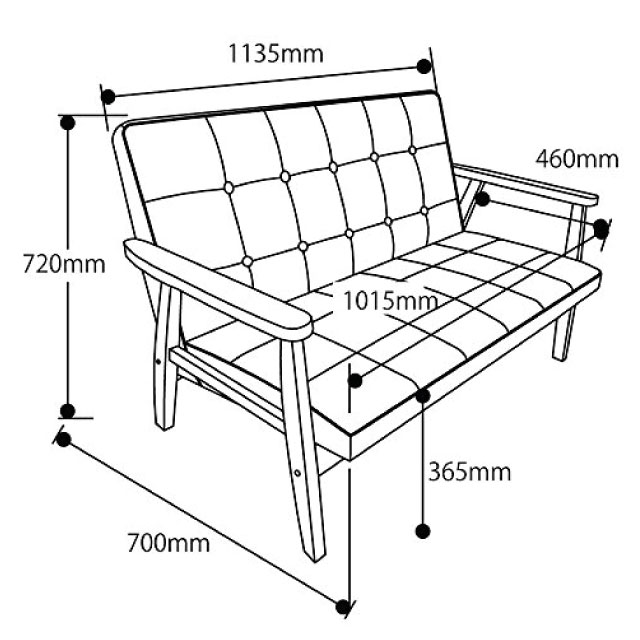 GHẾ SOFA 2 NGƯỜI 5987891----- SERENO JAPAN- MÀU NÂU ĐEN