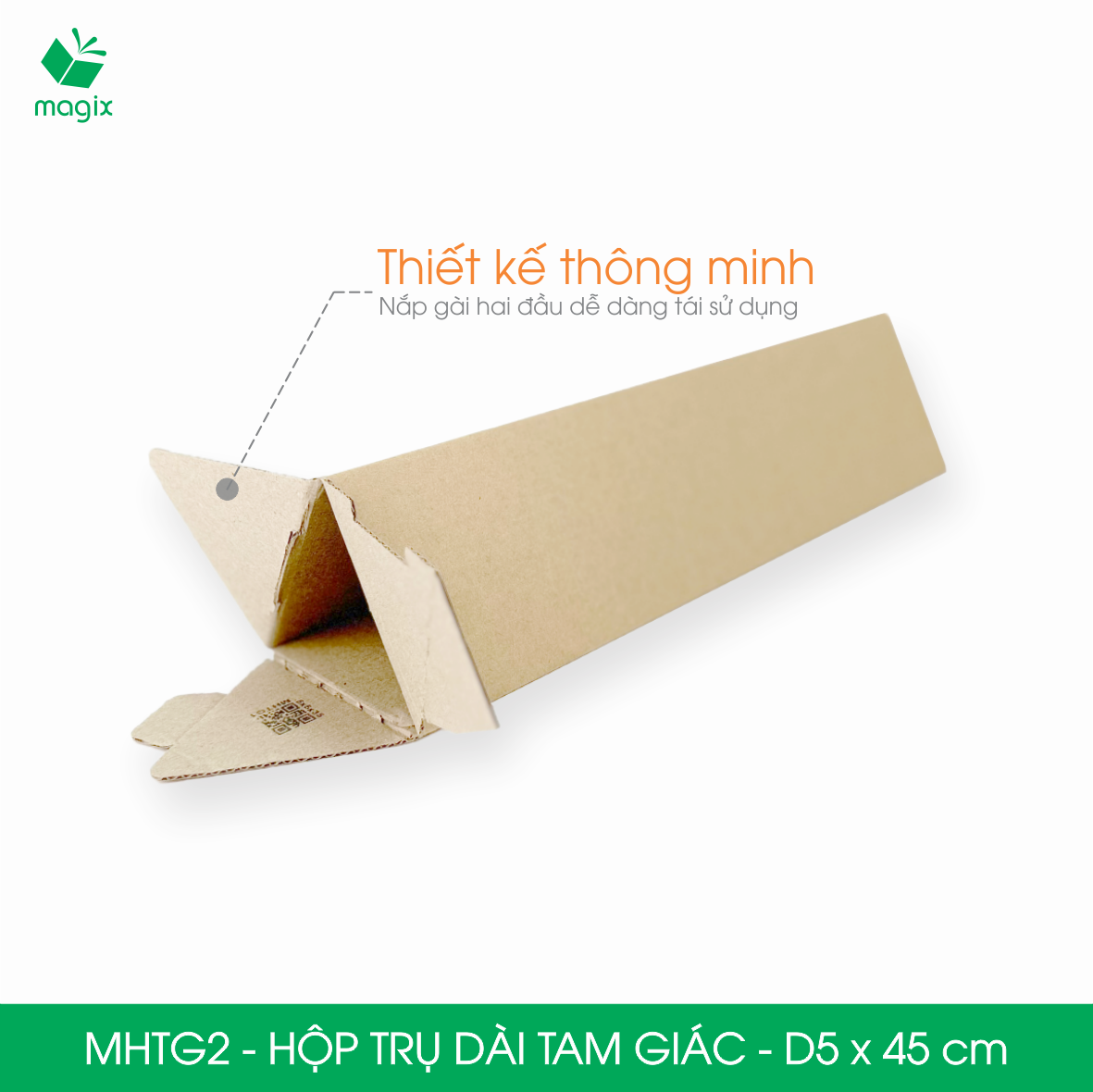 MHTG2 - D5x45 cm - 10 Hộp trụ dài tam giác thay thế ống giấy - Hộp carton đóng gói hàng