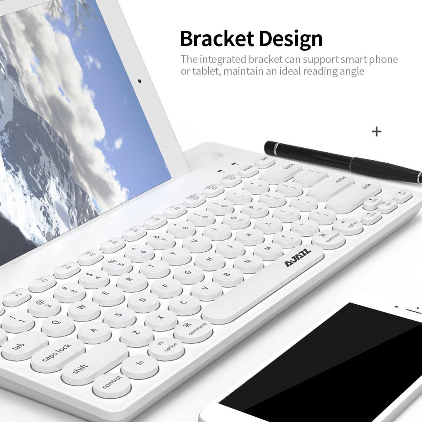 Gaming 2.4G Wireless BT Dual-mode Keyboard 79 Keys Retro Round Key Plug&play