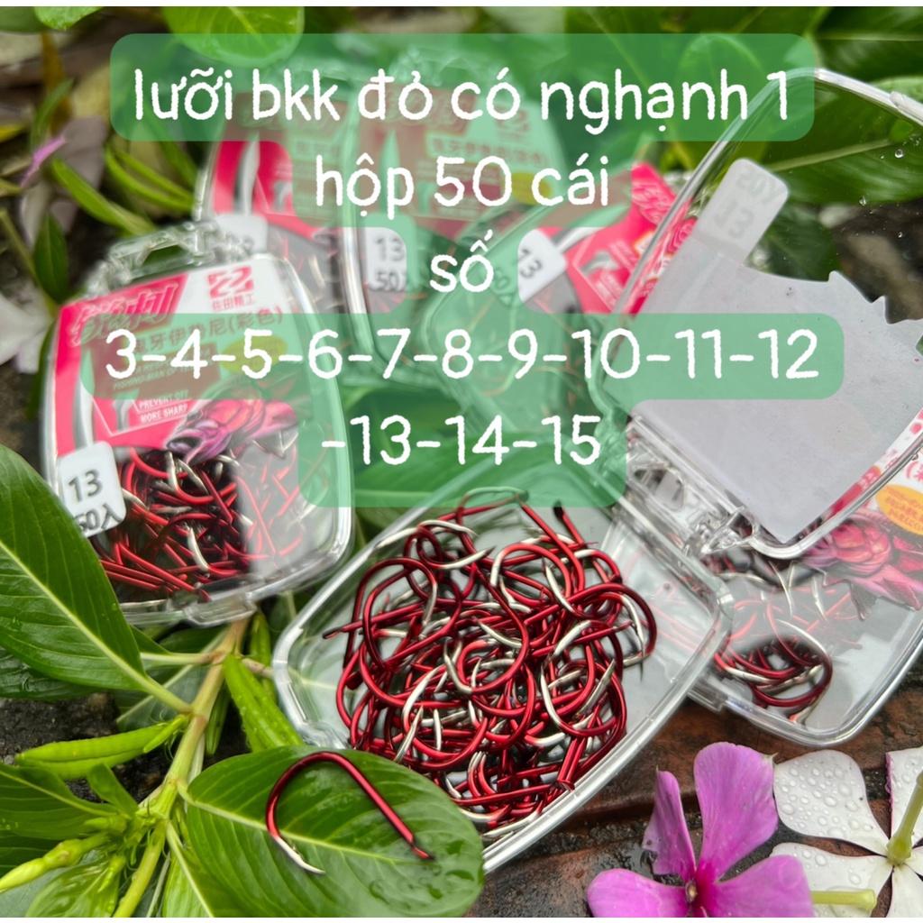 Lưỡi câu cá CACBON BKK đỏ 50 cái có ngạnh Nhật Bản siêu bén siêu bền cao cấp