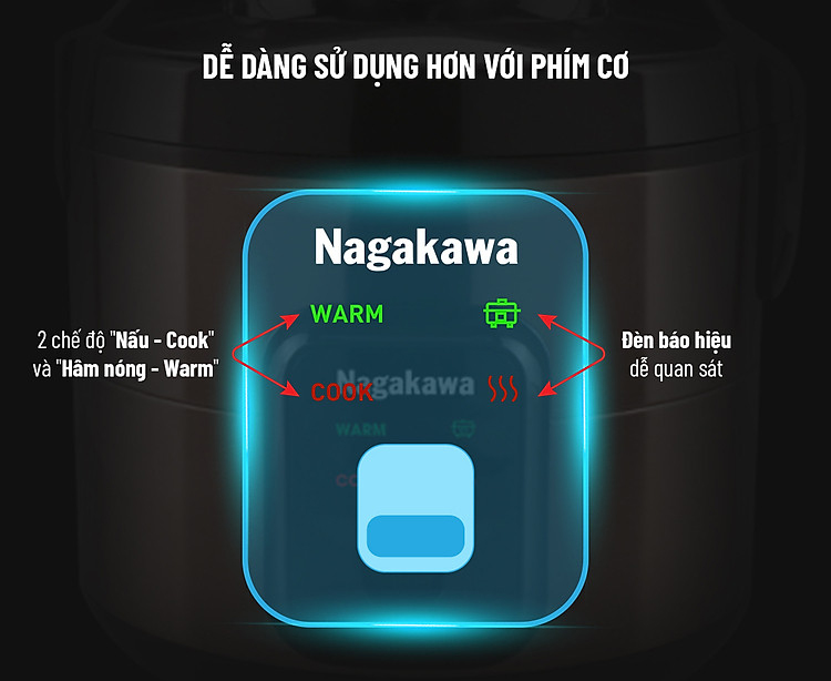 Nồi Cơm Điện Nắp Gài Lòng Niêu Nagakawa NAG0133 - Hàng Chính Hãng