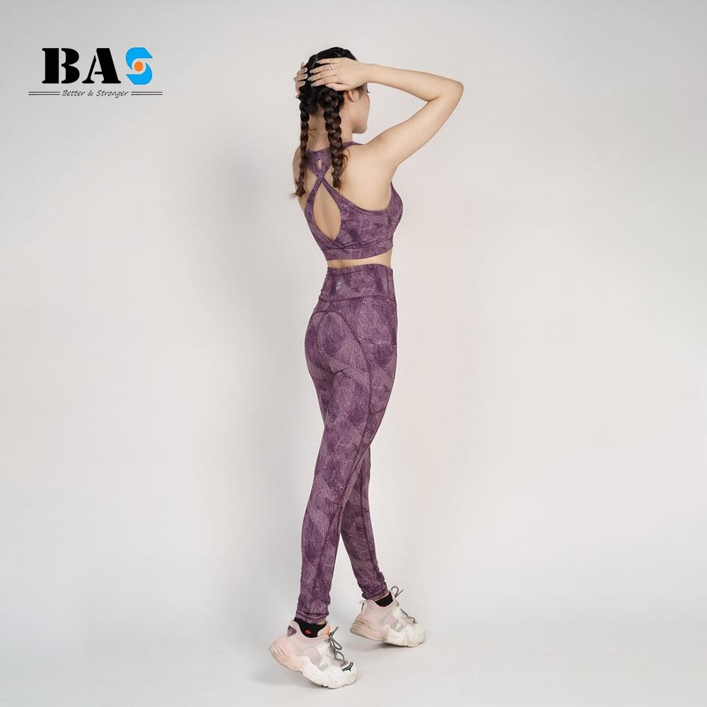 Bộ quần áo tập yoga gym aerobic chuyên nghiệp BAHUNG bra 2 lớp phối legging nâng mông - S40040