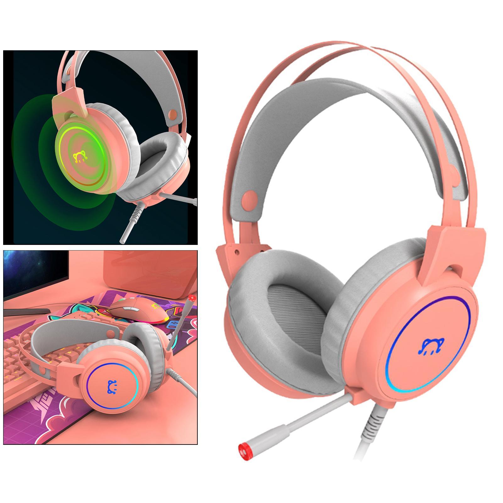 Surround Sound USB Gaming Headset Over-ear Headphones with Noise Isolating Mic LED Light for PC Mac Computer Gamers