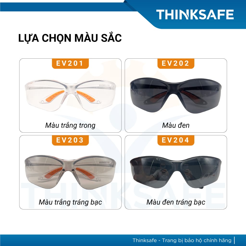 Mắt kính bảo hộ lao động Everest Thinksafe, Kính bảo vệ mắt trong suốt, chống bụi, chống tia UV, dùng đi đường