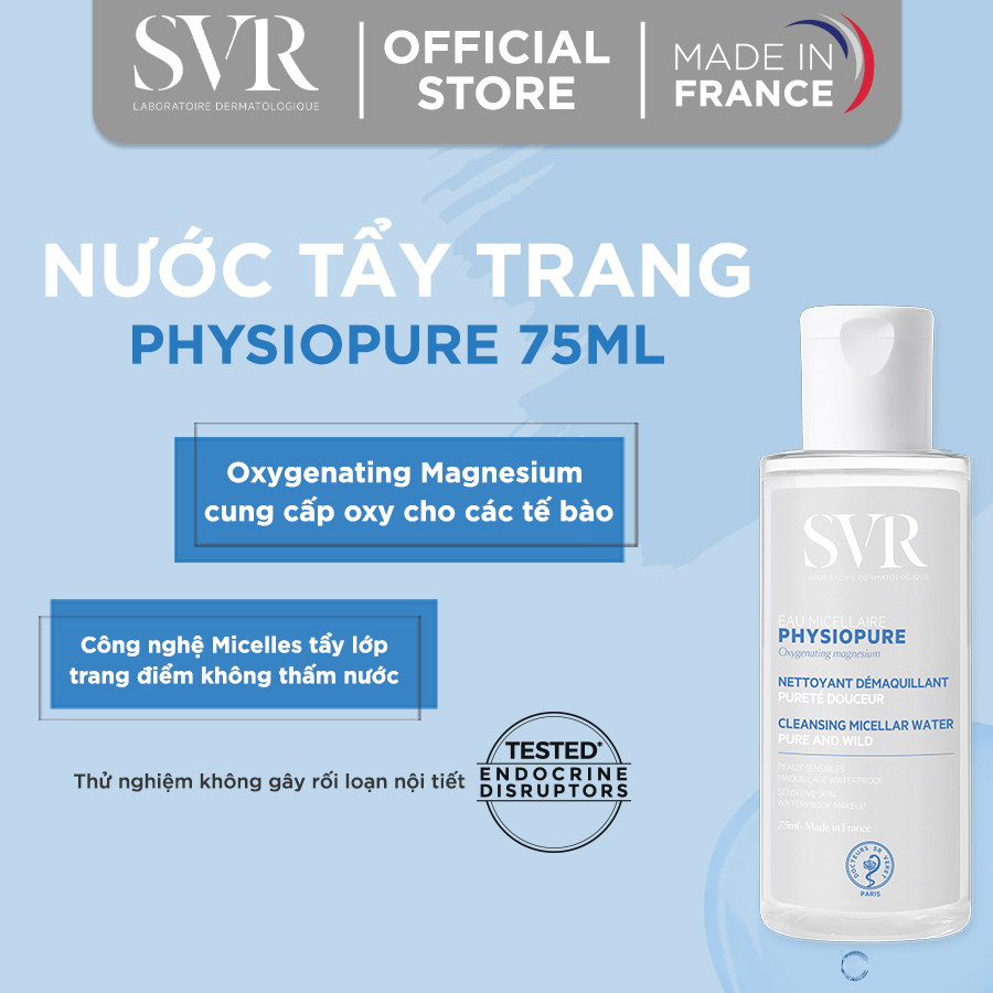 Bộ Đôi Gel Rửa Mặt SVR PHYSIOPURE Gelee Moussante 55ml và Tẩy Trang PHYSIOPURE Eau Micellaire Cho Da Nhạy Cảm 75ml