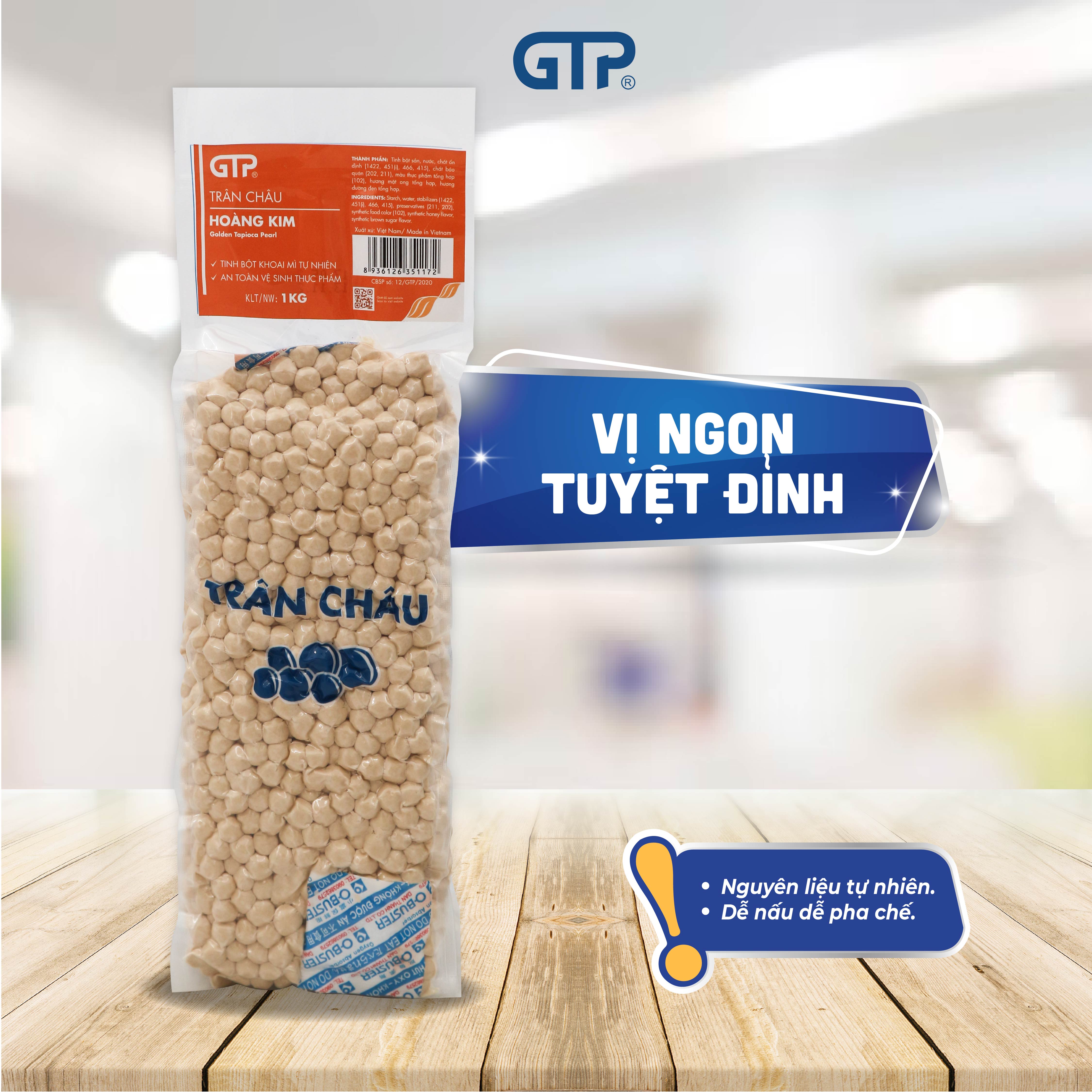 Trân châu Hoàng kim GTP 1Kg - Topping nhiều loại trà sữa, chè, món tráng miệng...Trân châu dẻo dai thơm