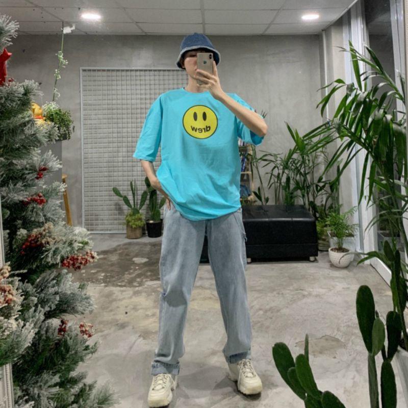 Áo thun unisex tay lỡ Icon mặt cười Justin Bieber đầy đủ tag cổ tag tay - Hany shop