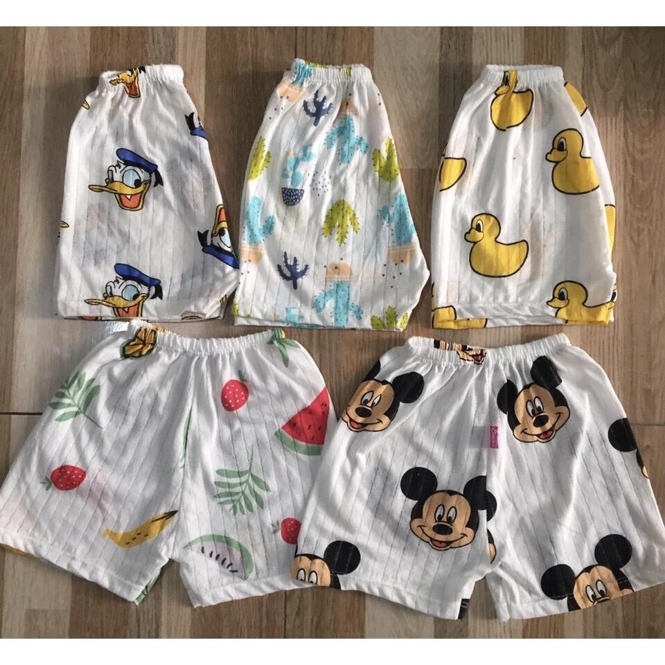 Set 10 quần đùi cotton giấy cho bé trai và bé gái 3-12kg