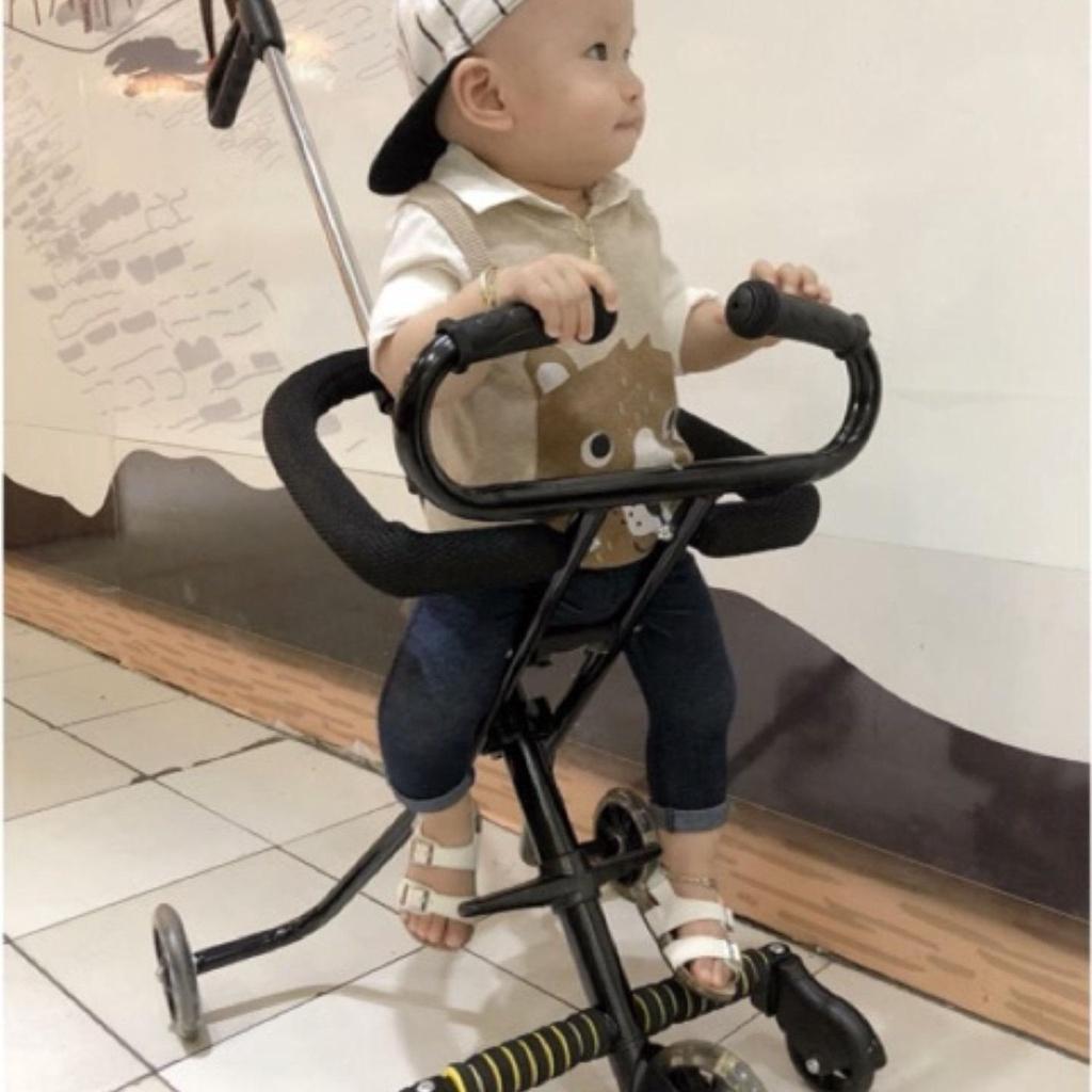 Xe đẩy siêu thị du lịch đi bộ 5 bánh gấp gọn có thể mang theo có giỏ (Đen)