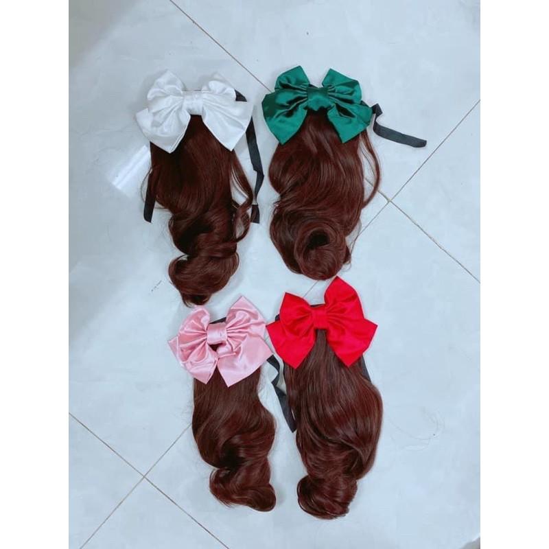 Tóc cột xoăn đính nơ ngắn cho bé và người lớn cao cấp