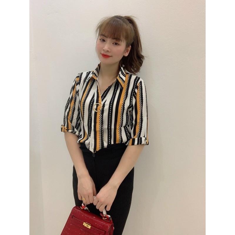Áo sơ mi tay lỡ cổ cà vạt