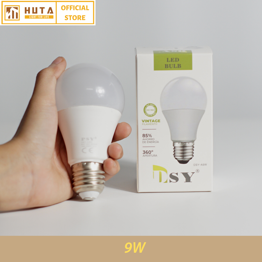 Combo Bóng Đèn Led Bulb HUTA 9w Đuôi E27, Tiết Kiệm Điện, Chống Nước, Ánh Sáng Trắng/Vàng, Trang Trí Quán Cà Phê, Nhà Hàng