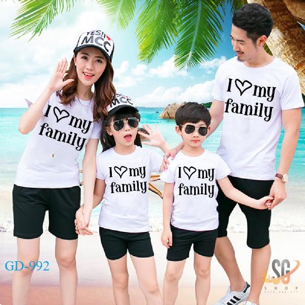 Áo gia đình - HÀNG CHUẨN SHOP - màu trắng (GD992T)