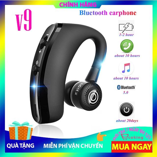 Tai Nghe Không Dây nhét tai Bluetooth V9 ECOKING{TẶNG KÈM TAI NGHE DÂY} âm thanh vòm HIFI có micro trò chuyện nút điều