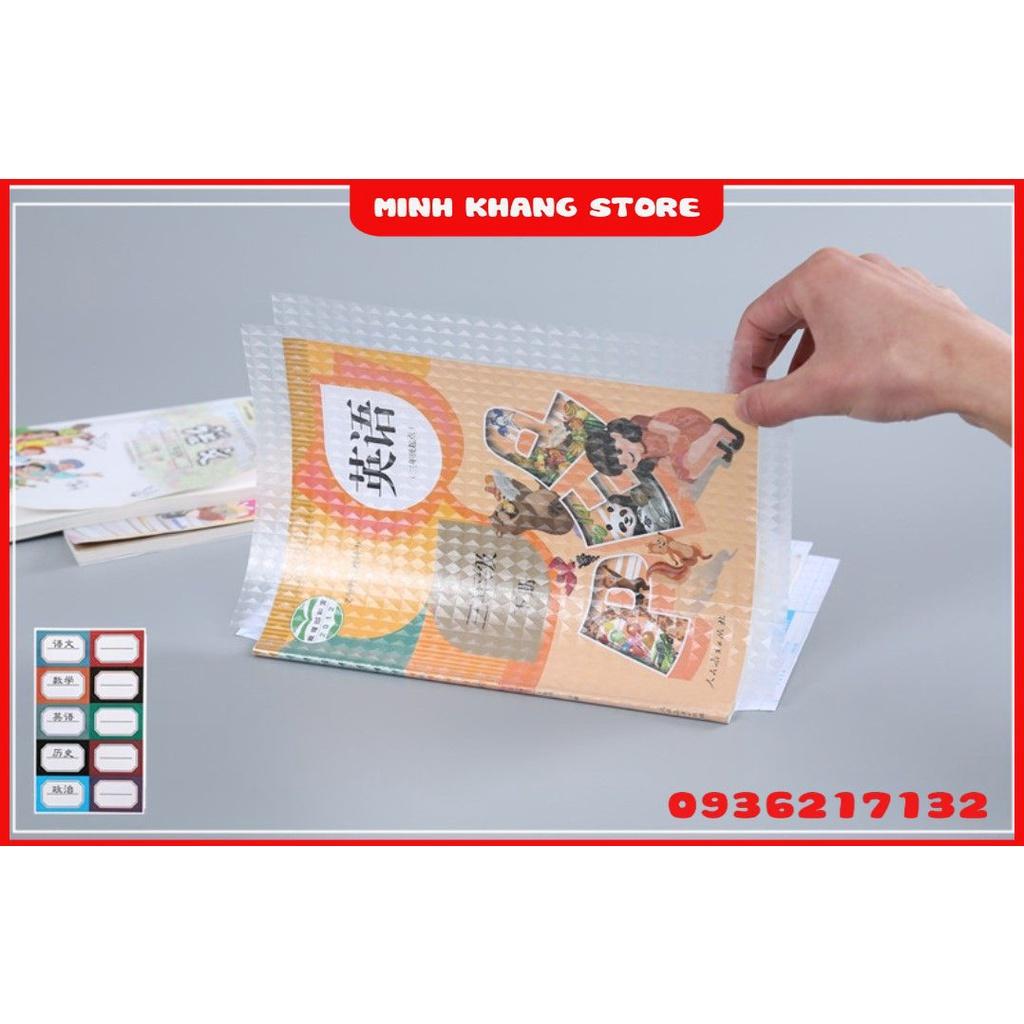 Giấy bao tập ,Decal bọc sách vở cho bé , Chống nước , Chống rách , Sét 10 tờ vân kim cương trong suốt