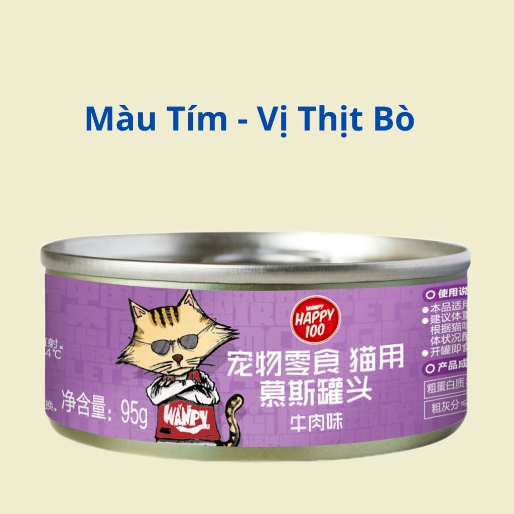 Pate WANPY HAPPY 100 dinh dưỡng, thơm ngon cho mèo - hộp 95g