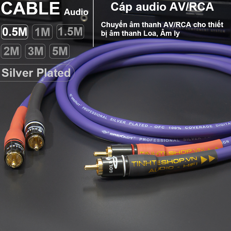 Cáp AV mạ bạc DIY 0.5 đến 5 mét 1 cặp - Silver-plated copper-core RCA audio cable