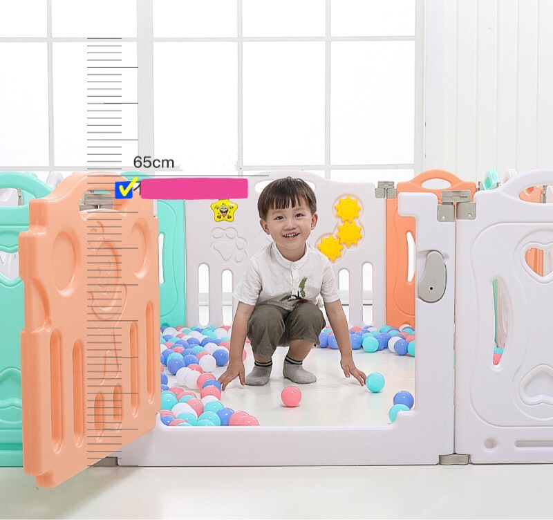 [Tặng thảm xốp hai mặt &amp; bóng nhựa] Quây cũi nhựa nguyên sinh gấp gọn chiều cao 65cm an toàn cho bé, tiện lợi cho gia đình