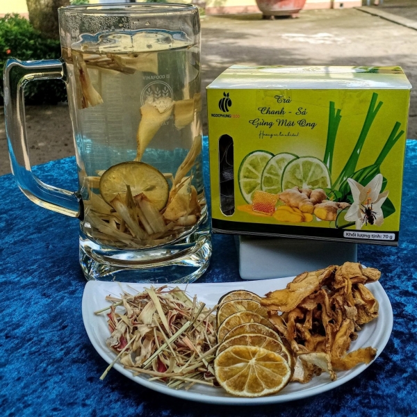 Trà Chanh sả gừng mật ong - Pope Lemon Lemongrass Ginger Honey Tea - Ngọc Phụng Food 70g