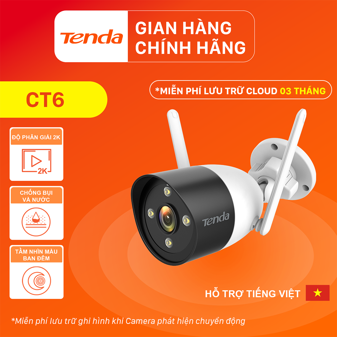 Camera Wifi Ngoài Trời Tenda CT3/CT6 Độ Phân Giải 1080P/2K - Hàng Chính Hãng