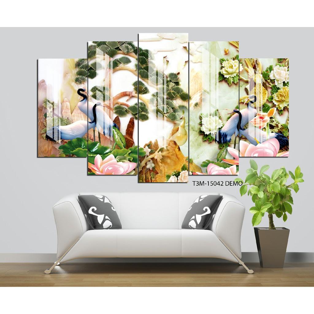 Tranh treo tường phòng khách Ngọc 5 tấm/gỗ MDF chống ẩm mốc, mối mọt