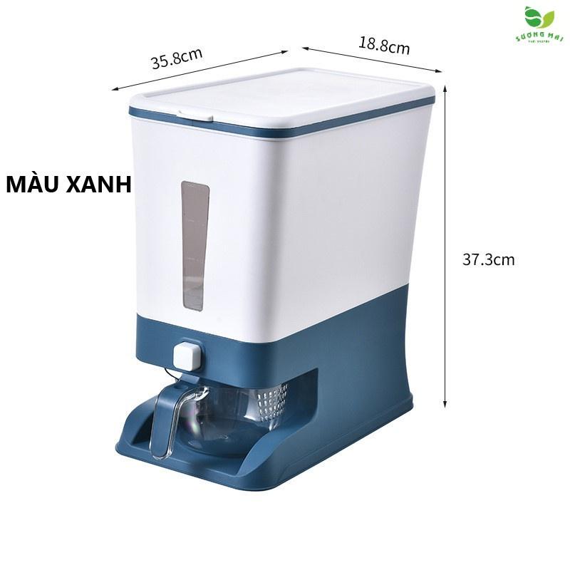 thùng đựng gạo - chữ nhật 12kg xanh