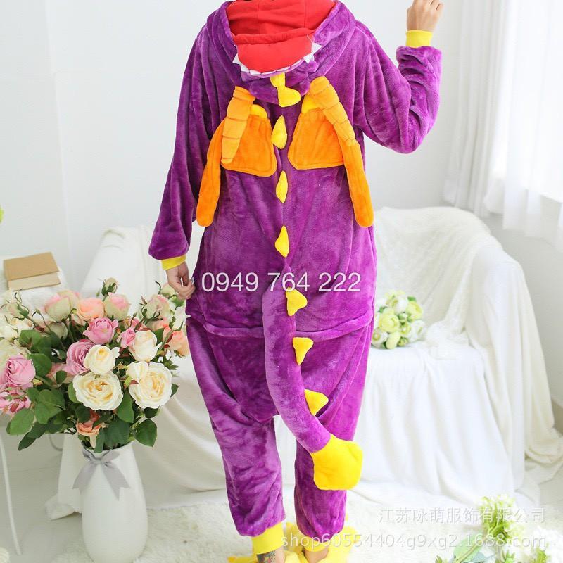 Bộ Đồ Thú Khủng Long Xanh - Hồng - Đỏ - Tím Đủ Size