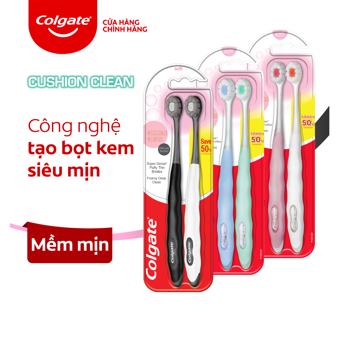 Combo 6 bàn chải đánh răng Colgate Cushion Clean công nghệ tạo bọt kem siêu mịn