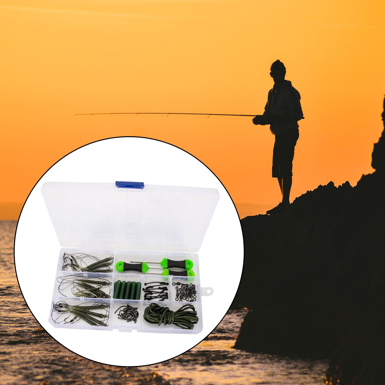 Carp Fishing Accessories Fishing Connectors Rig Tube Hooks Sleeves Carp Fishing Kit with Storage Box