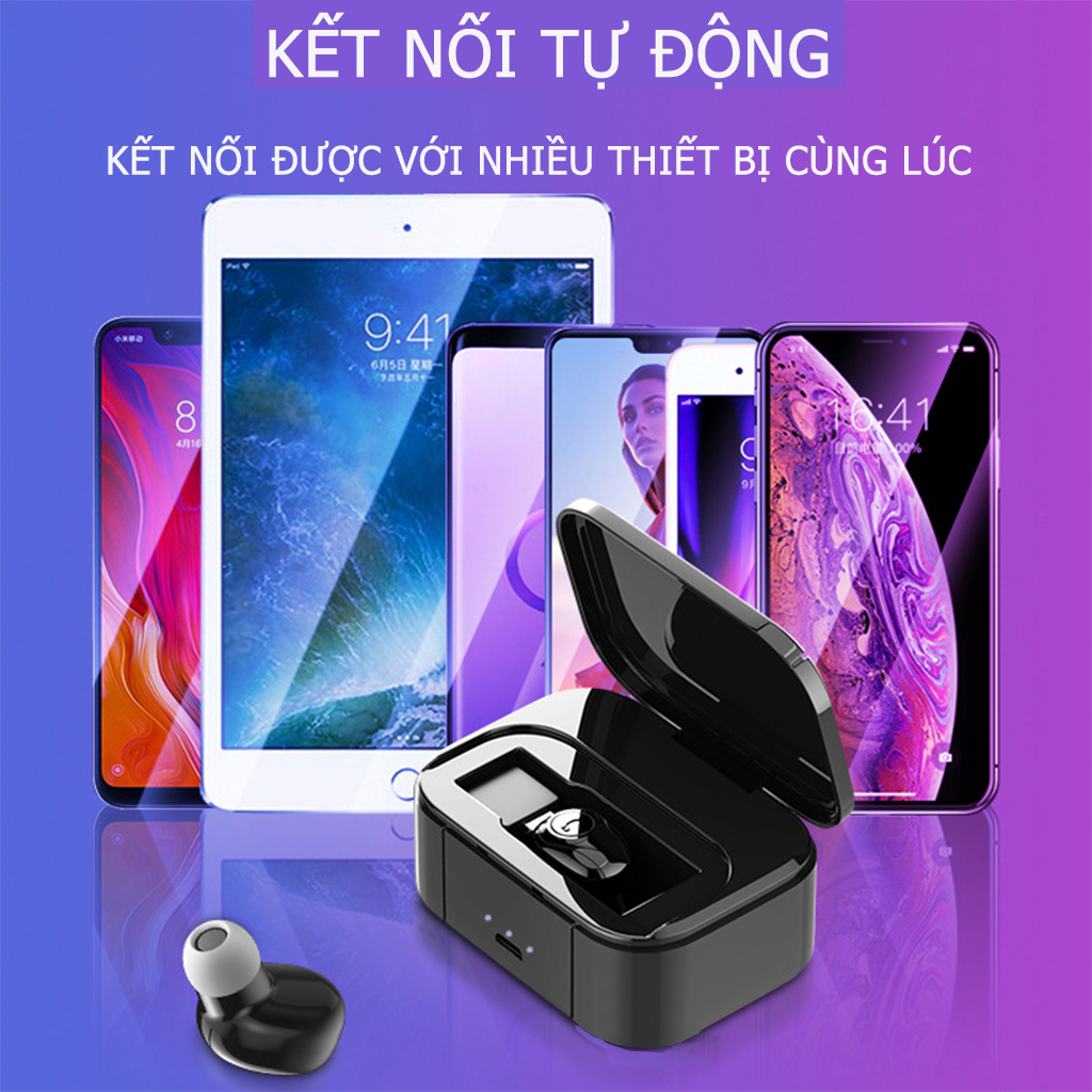 Tai Nghe Bluetooth VINETTEAM 5.0 Mini Y01 TWS Dung Lượng Pin Khủng 2000 mAh Sạc Luôn Cho Thiết Bị Di Động, Công Nghệ Lọc Tiếng Ồn 6D - Hàng Nhập Khẩu