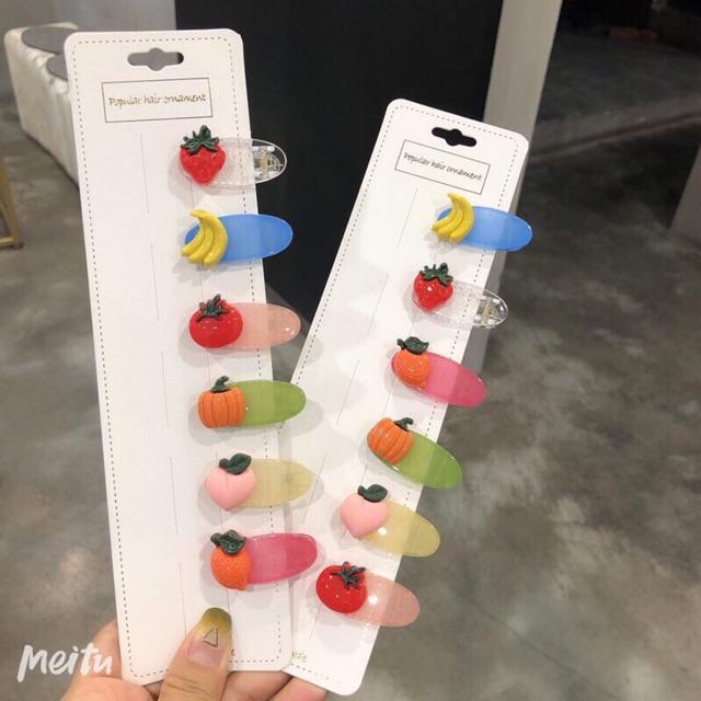Sét 6 kẹp tóc hoa quả siêu yêu