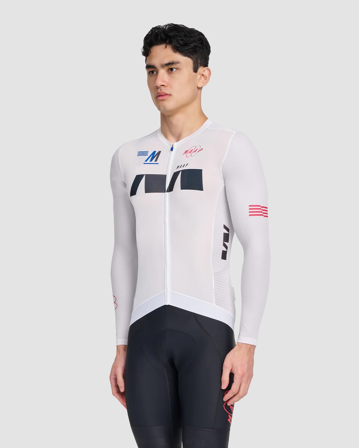 Áo Thể Thao Đạp Xe Nam MAAP Trace Pro Air LS Jersey - Màu White