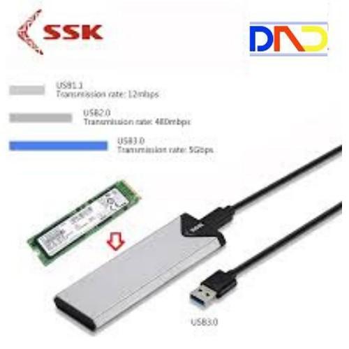 Box chuyển SSD M2 Sata sang ổ cứng di động - SSK SHE-C320 chuẩn USB 3.0 - 5Gbps M.2- Hàng Chính Hãng Bảo Hành 6 Tháng