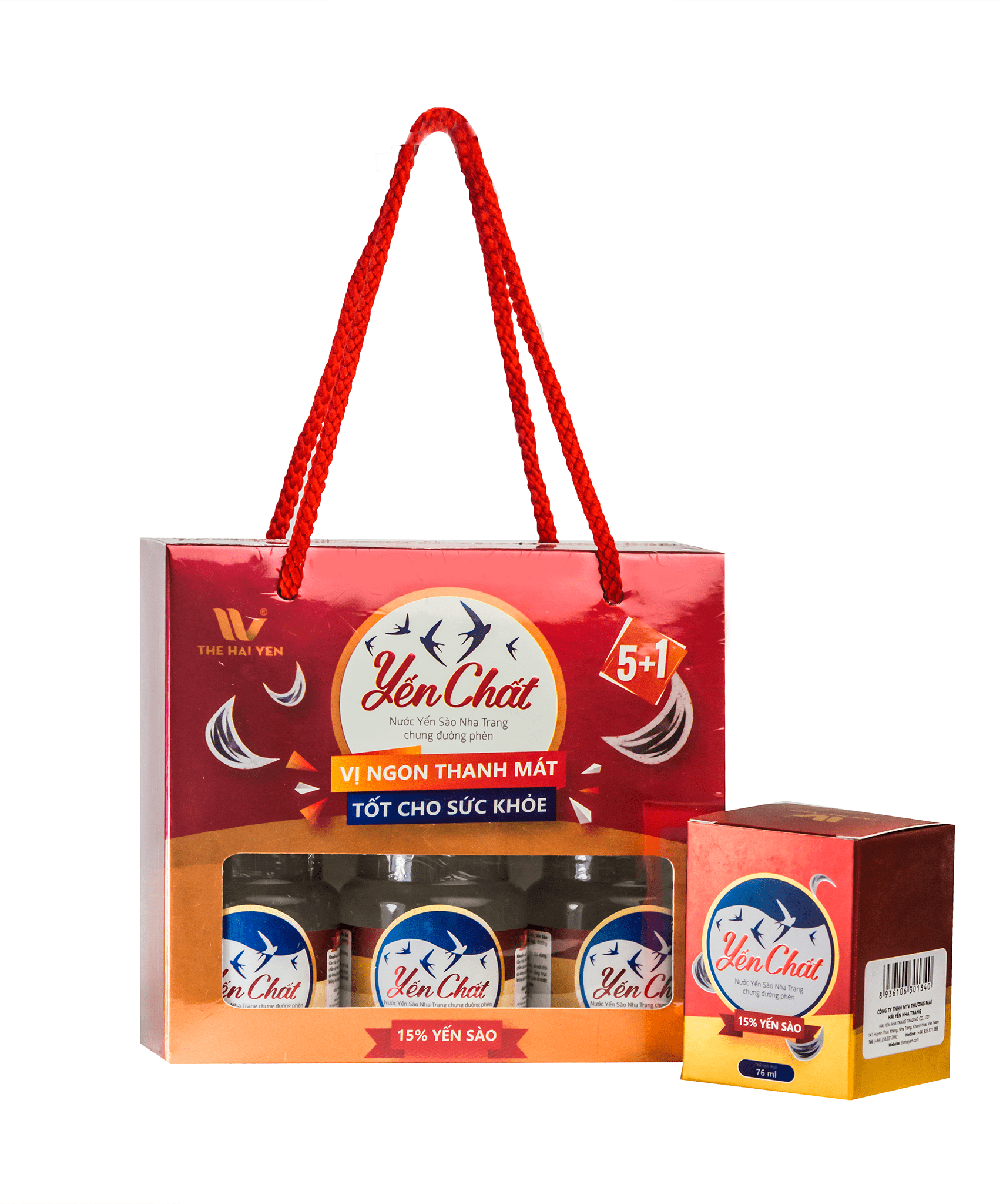 Yến hũ dinh dưỡng chưng đường phèn - Yến Chất Đỏ 15% TheHaiYen Lốc 5+1