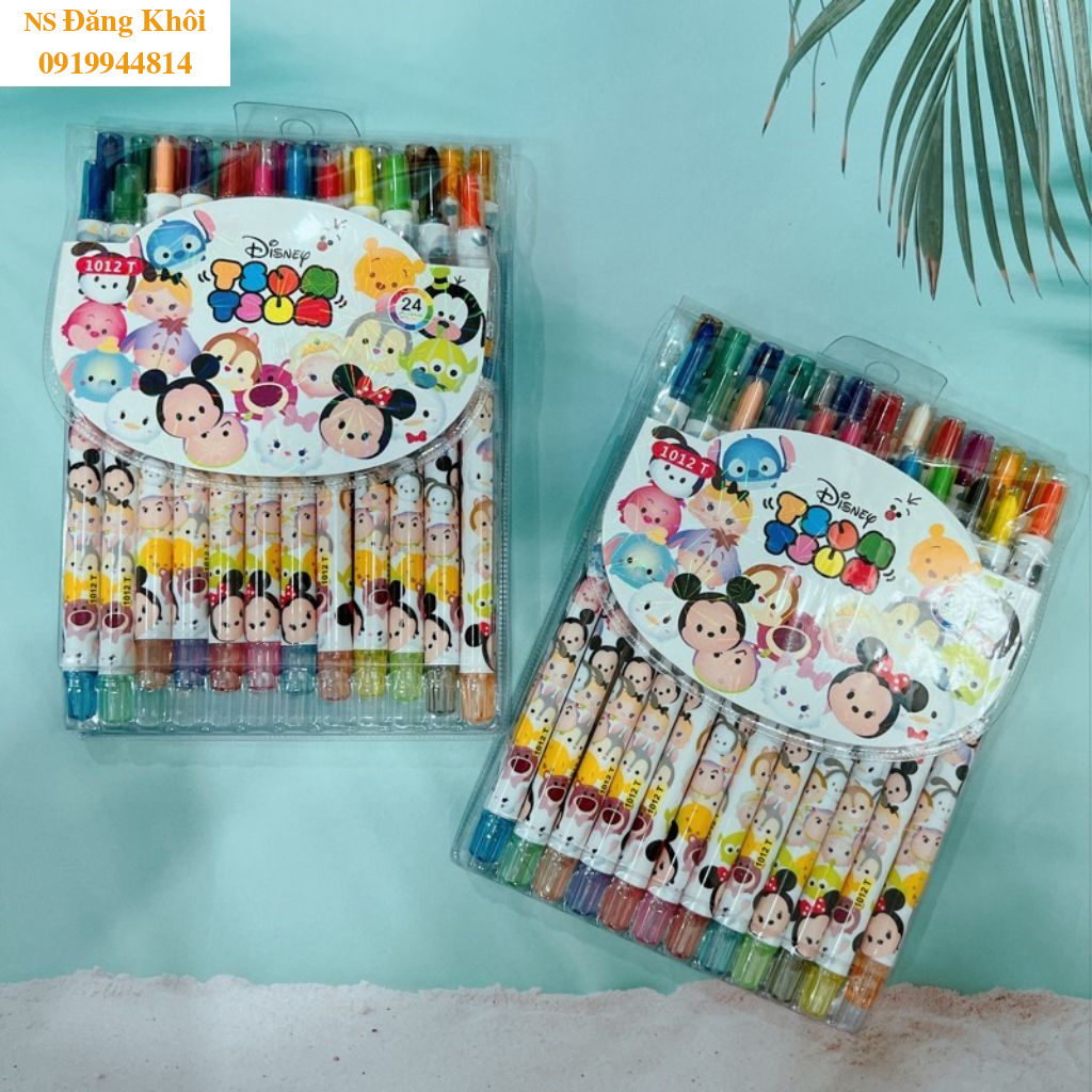 Bút Sáp Vặn 24 Màu Thân Dài 12cm loại tốt, tô màu đẹp, dễ thương (Bé trai, Bé gái), dễ dàng bảo quản